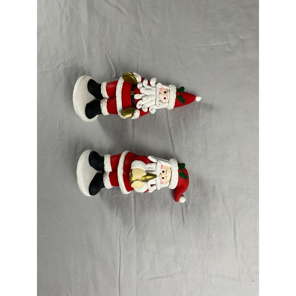 Handmade Santa Claus figurine set up two, Christmas holiday decor 6 inch.